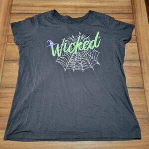 Celebrate Halloween Junior Black Tee "Wicked" Web - Size Junior 3X (22w / 24w)